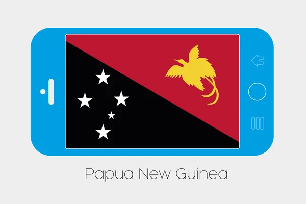 Mobil telefon med Papua Ny-Guineas flagg – stockvektor