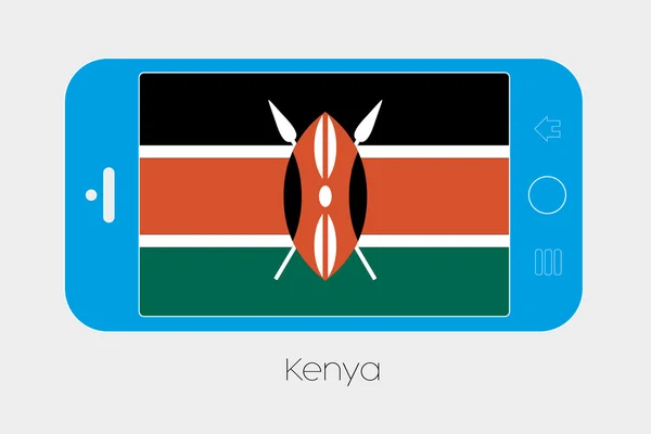 Téléphone portable avec le drapeau du Kenya — Image vectorielle