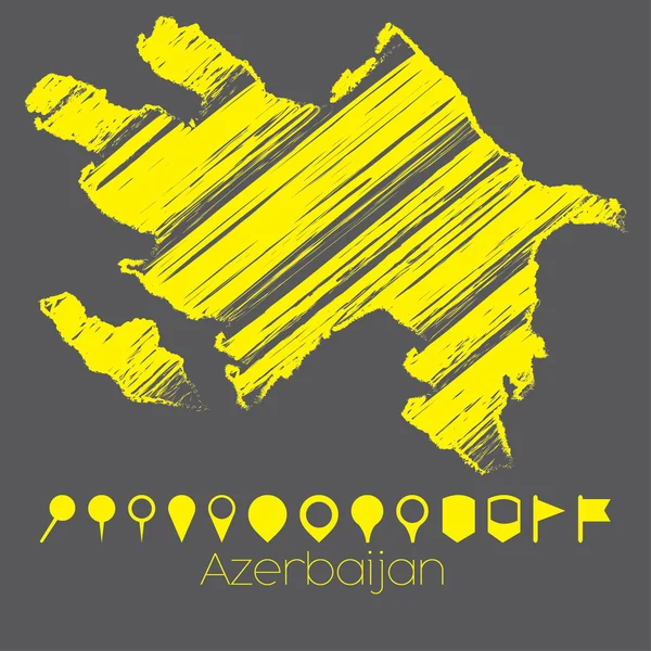 Mappa del paese di Azerbaijan — Vettoriale Stock