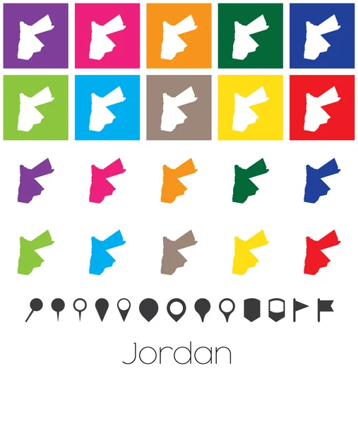 Couleurs multiples avec des pointeurs de la carte de Jordanie — Image vectorielle