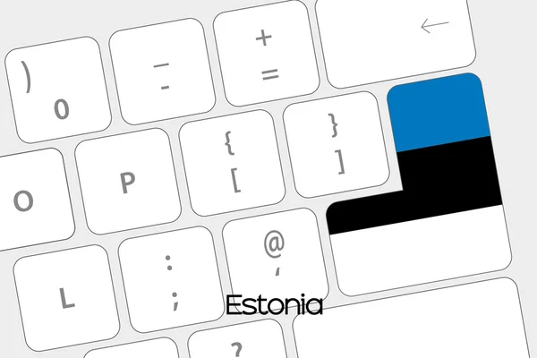 Teclado con el botón Enter siendo la Bandera de Estonia — Vector de stock
