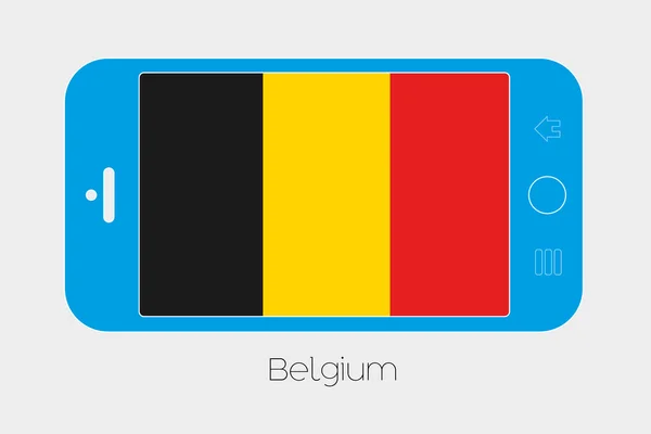 Mobiltelefon med belgisk flagg — Stock vektor