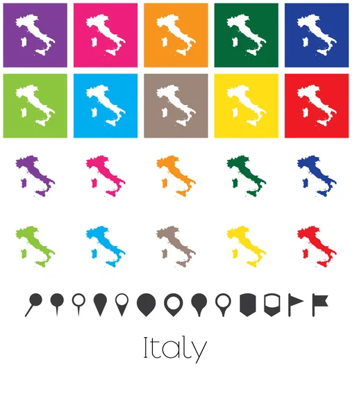 Múltiples Colores con Punteros del mapa de Italia — Vector de stock