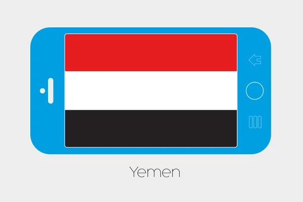 Hareket eden telefon ile Yemen bayrağı — Stok Vektör