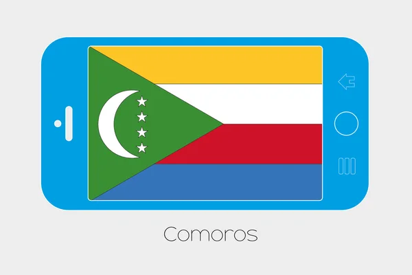 Mobile Phone with the Flag of Comoros — Stock Vector