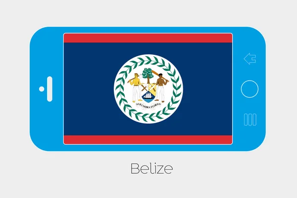Hareket eden telefon ile Belize bayrağı — Stok Vektör
