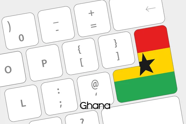 Klavye ile Gana bayrak varlık belgili tanımlık girmek düğme — Stok Vektör