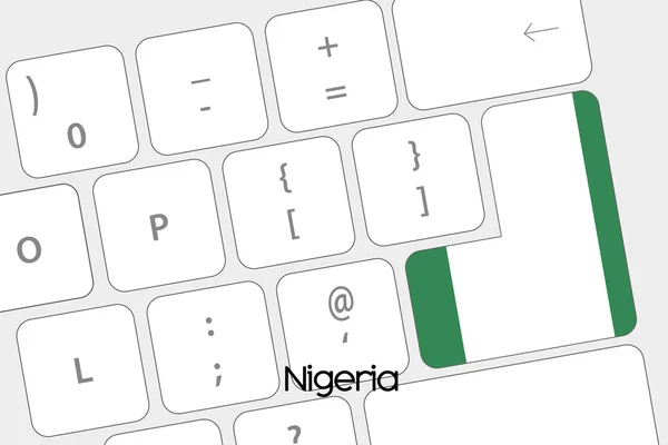 Teclado con el botón Enter siendo la Bandera de Nigeria — Vector de stock