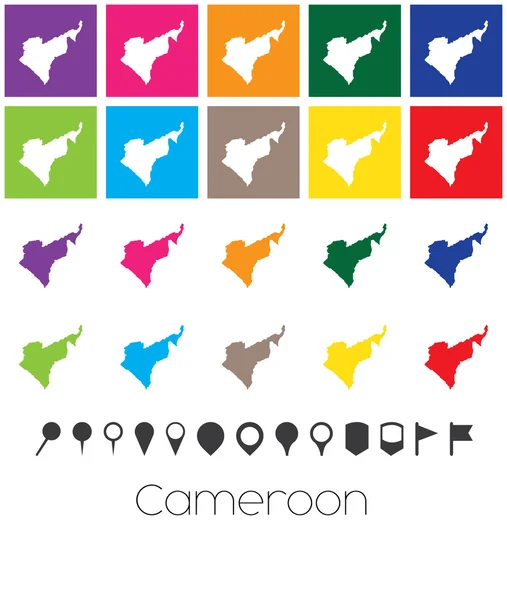 Couleurs multiples avec des pointeurs de la carte de Cameroun — Image vectorielle