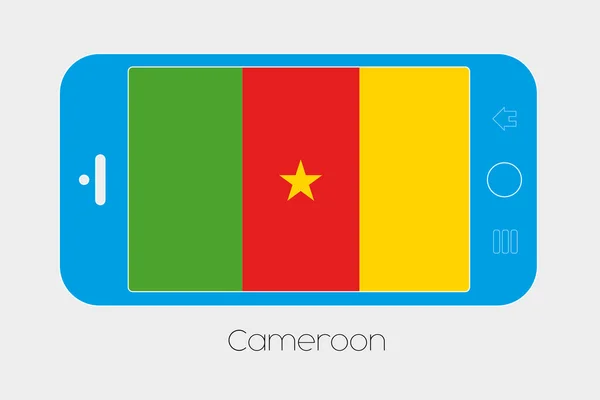 Téléphone portable avec le drapeau du Cameroun — Image vectorielle