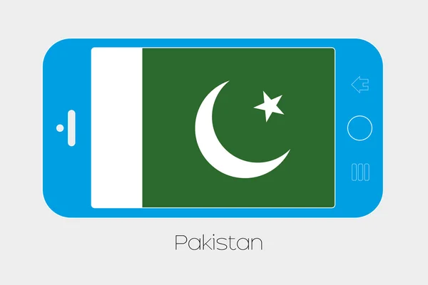 Мобильный телефон с флагом Пакистана — стоковый вектор