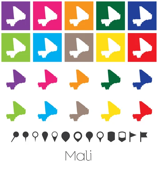 Múltiples Colores con Punteros del mapa de Malí — Archivo Imágenes Vectoriales