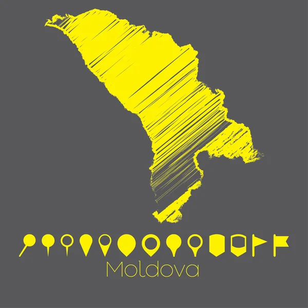Mappa del paese di Moldova — Vettoriale Stock