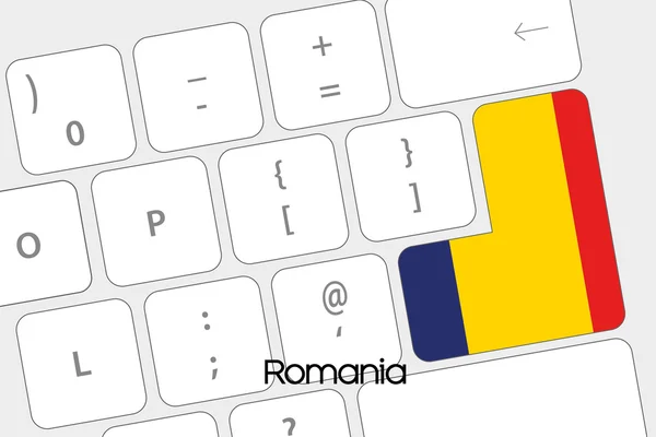 Keyboard with the Enter button being the Flag of Romania — Stock Vector