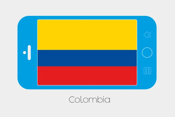 Hareket eden telefon ile Kolombiya bayrağı — Stok Vektör