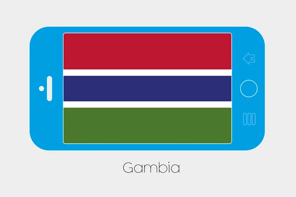 Hareket eden telefon ile Gambiya Cumhuriyeti bayrağı — Stok Vektör