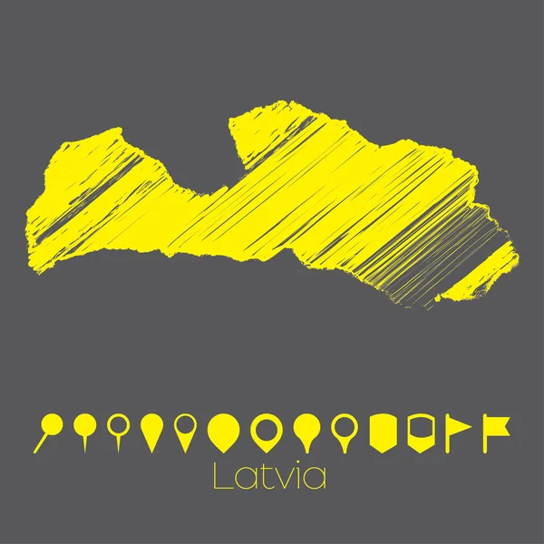 Mapa del país de Letonia — Archivo Imágenes Vectoriales