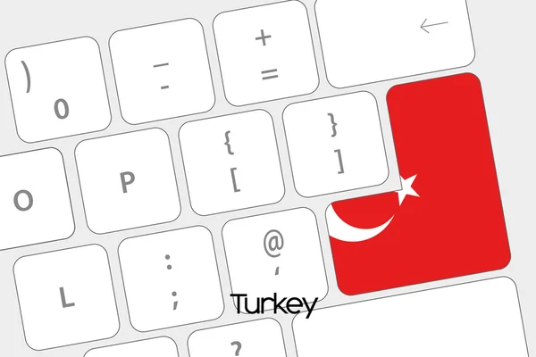 Klavye ile Türkiye'nin bayrak varlık belgili tanımlık girmek düğme — Stok Vektör