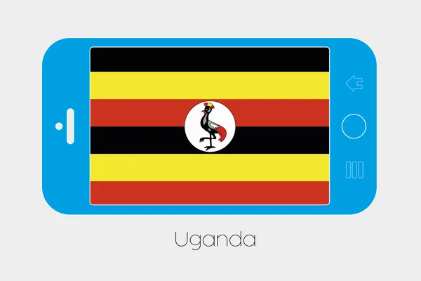 Telemóvel com Bandeira de Uganda — Vetor de Stock