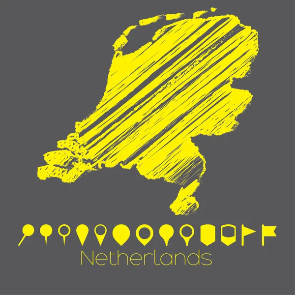 Mapa del país de Países Bajos — Vector de stock
