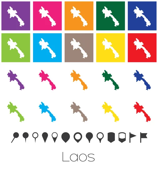 Множественные цвета с точками карты Лаоса — стоковый вектор