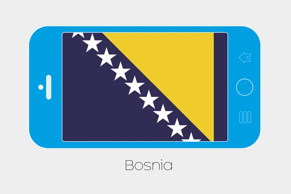 Teléfono móvil con la bandera de Bosnia — Vector de stock