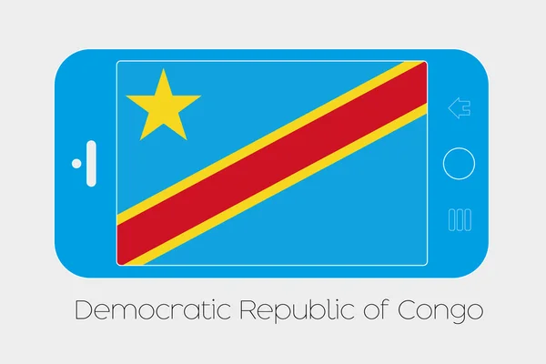 移动电话的民主刚果共和国国旗 — 图库矢量图片