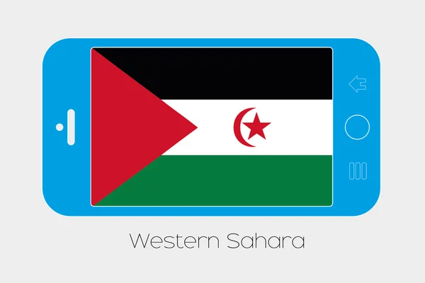 Teléfono móvil con la bandera del Sahara Occidental — Vector de stock