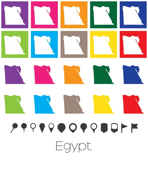 Couleurs multiples avec des pointeurs de la carte de L'Egypte — Image vectorielle