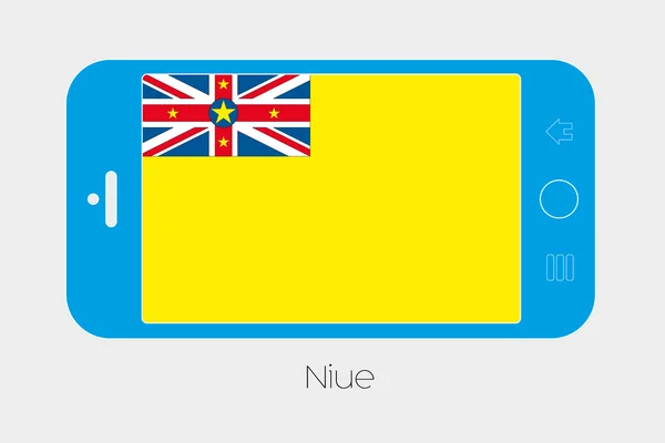 Teléfono móvil con la bandera de Niue — Vector de stock