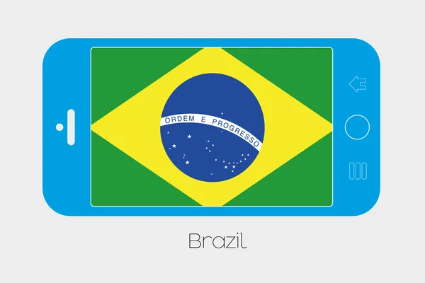 Téléphone portable avec le drapeau du Brésil — Image vectorielle