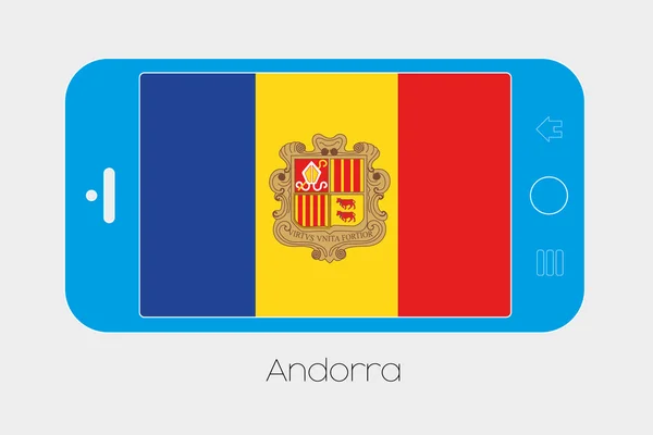 Telefono cellulare con la bandiera di Andorra — Vettoriale Stock