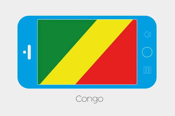 コンゴの旗と携帯電話 — ストックベクタ