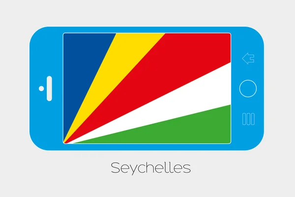 Téléphone portable avec le drapeau des Seychelles — Image vectorielle