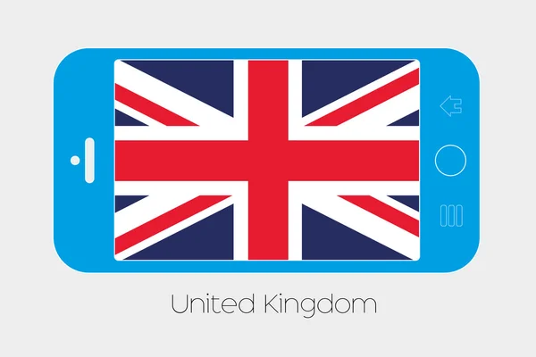 Mobile Phone with the Flag of United Kingdom — Stock Vector