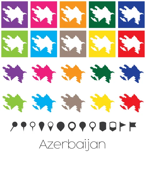 Multiple Colours with Pointers of the map of Azerbaijan — Stock Vector