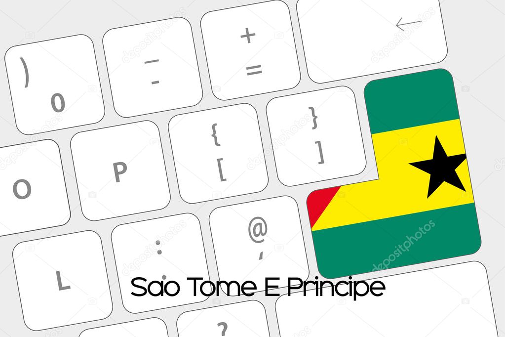Keyboard with the Enter button being the Flag of Sao Tome E Prin