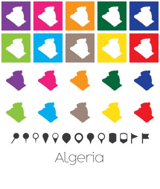 Bedende işaretçilerle Cezayir Haritası