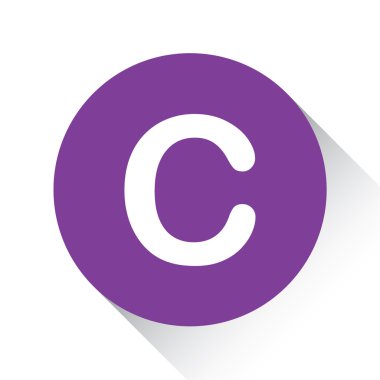 Beyaz bir arka plan üzerinde - C izole mor simgesi