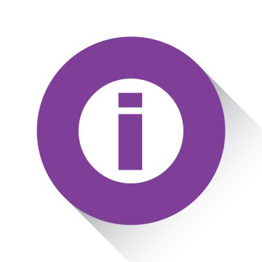 -Bilgi yuvarlak beyaz bir arka plan üzerinde izole mor simgesi