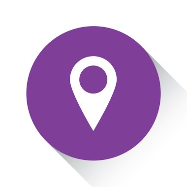 Beyaz bir arka plan üzerinde - işaretçi izole mor simgesi