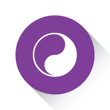 Beyaz bir arka plan üzerinde - Ying Yang izole mor simgesi