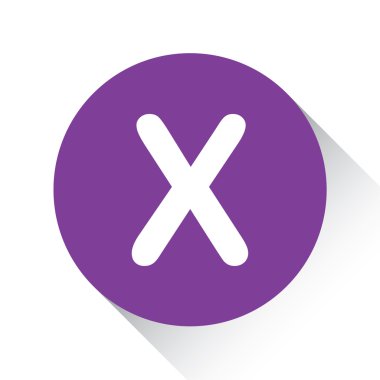 Mor beyaz bir arka plan üzerinde - izole simgesi X