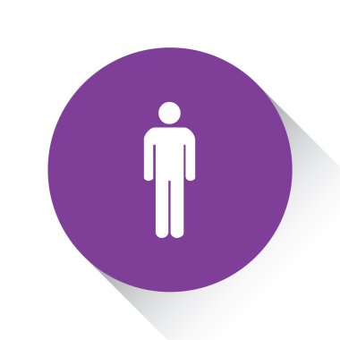 Adam beyaz bir arka plan üzerinde - izole mor simge