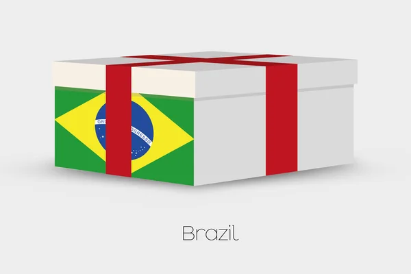 Caja de regalo con la bandera de Brasil — Archivo Imágenes Vectoriales