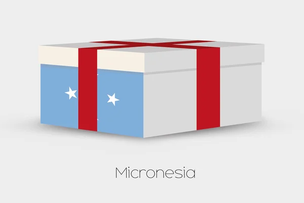 Caja de regalo con la bandera de Micronesia — Vector de stock