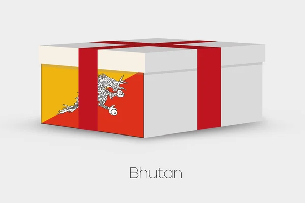 Caja de regalo con la bandera de Bután — Vector de stock