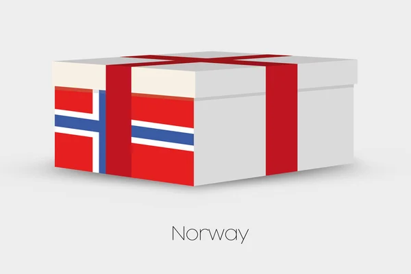 Geschenkbox mit der norwegischen Flagge — Stockvektor