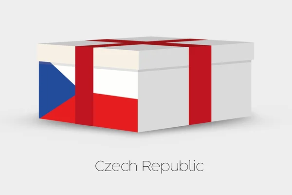 Caja de regalo con la bandera de República Checa — Vector de stock