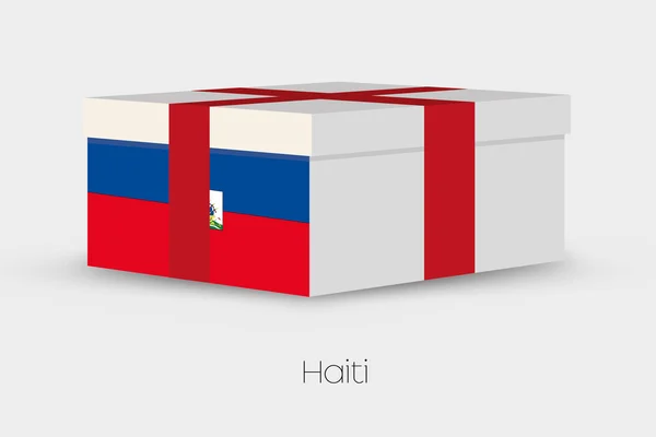 Caja de regalo con la bandera de Haití — Vector de stock